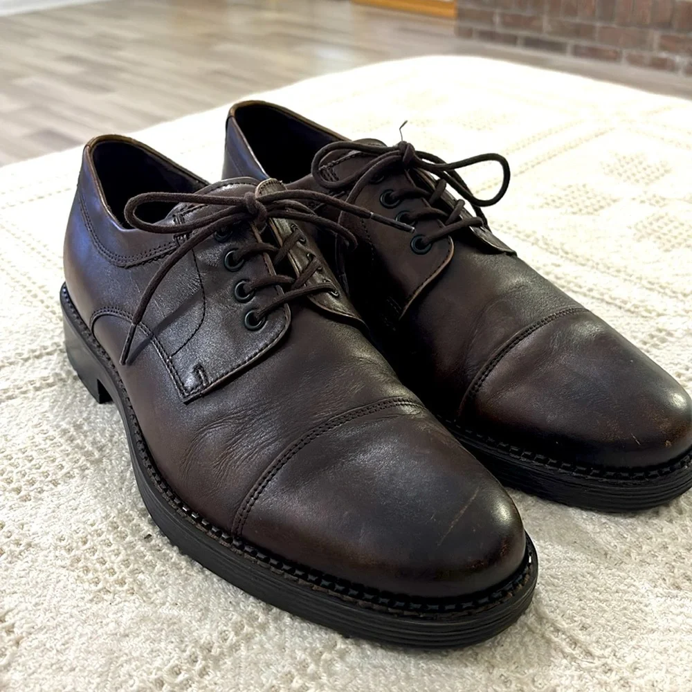 ECCO - NEWCASTLE CAP TOE LEATHER COCOA SHOES SIZE‎ 9